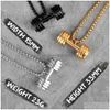 Pendant Necklaces Gold Black Dumbbell Fitness Men Pendants Chain For Boyfriend Male Stainless Steel Jewelry Creativity Gift Wholesal Dhxax