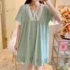 Vrouwen Nachtkleding Vrouwen Nachtjapon Zomer Katoen Vintage Nachthemd Meisjes Leuke Kant Ruches Dames Zoete Witte Jurk Zachte Losse Homewear