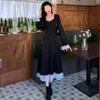 2023 New Large Women's Fat mm Gonna per ridurre l'età Abiti da donna alla moda e sottili stile Hepburn francese nero maxi