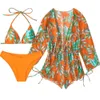 Zweiteilige Anzüge Frauen Badebekleidung Sexy Print Bikini Set dreiteils Schwimmanzüge Badeanzug