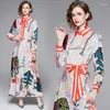 Casual Dresses Smart 2023 Feminino Spring Summer Women Llong Full Sleeve Big Swing Robe Glam Pattern Floral Polk Dot Vacation Vestidos