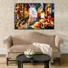 Contemporary Canvas Art Living Room Decor Street of Flowers Hand Painted Oil Painting Landscape Vibrant
