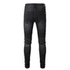 Jeans pour hommes Noir Streetwear Fashion Style Slim Fit Peint Impression Lettres Skinny Stretch Graffiti Détruit Trous Déchiré 230617