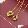 Pendentif Colliers Ras Du Cou Femmes Collier Pour Femme Amour Bijoux Or Double Anneau En Acier Inoxydable Jewlery Mode Ovale Verrouillage Rin Dhkwh