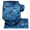Noeuds papillon bleu sarcelle Floral 63 pouces soie hommes Extra Long pour hommes tissé classique 160 cm cravate poche carré ensemble boutons de manchette salut-cravate