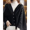 Women's Knits Knitted Wool Shawl Women Outerwear Cashmere Sweater Scarf Cardigan Autumn And Winter Cut-out Dual-purpose