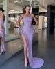Elegante Lavendel Galajurken Strapless Pailletten Feestavondjurken Slit Formele Lange jurk voor speciale gelegenheden