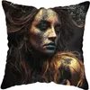 CUSHionDecorative Pillow 45*45cm Modernt vardagsrum Black Gold African Lady Woman Look Art Deco Sofa Pillow Case Cushion Cover 230616