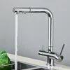 Robinets de lavabo de salle de bain Grue filtrée noire pour la cuisine Pull Out Spray 360 Rotation Filtre à eau Robinet Double pulvérisateur Mélangeur de récipient à boire 230616