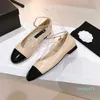 2023-Luxury Designer Femmes Casual Chaussures De Mode En Cuir Véritable Ballerines Perles Chaîne Boucle Sangle Printemps Conception Chaussure Bout Rond Vacances Plat