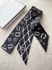 Marque de créateurs Lettres Imprimer 100% Foulards en soie véritable Bandanas Bandeau pour femme Mode Longue Écharpe Double Pont Paris Épaule Fourre-Tout Lage Ruban Head Wraps