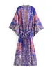 Robes décontractées basiques Vintage chic femme étoile et fleur de lune imprimé chauve-souris plage kimono bohème robe robe femme été bohème bikini haut 230617