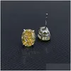 Charm Oevas 100% 925 Sterling Sier 8X10Mm Oval High Carbon Diamond Stud Brincos Rosa Amarelo 5A Zircônia Festiva Bela Je Dhgarden Dh9Ft