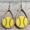 Boucles d'oreilles pendantes gravées coupe bois creux larme volley-ball Baseball Softball rond géométrique football basket-ball bijoux de sport