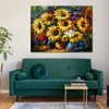 Impressione moderna su tela Girasoli Pittura a olio contemporanea Natura morta Arredamento ristorante fatto a mano