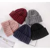 BERETS H7668 Barn Pure Color Beanies Cap Autumn Winter Kids Sticked Wool Hat Boys Girls Ear Protection Thermal Korean Skallies Caps