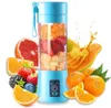 Centrifugeuses 380ML Mini Portable Blender USB Juicer Mélangeur De Fruits Frais Extracteur De Jus Orange Squeezer Électrique Juicing Cup 6blade 230616