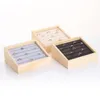 Jewelry Boxes Bamboo Velvet Jewelry Display Tray Ring Box Earring Necklace Bracelet Pendant Display Organizer Jewelry Storage Fashion 230616