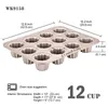 Baking Moulds Canele Mold Cake Pan 12-Cavity Non-Stick Cannele Muffin Bakeware Cupcake For Oven Baking(Champagne Gold)