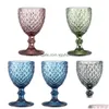 Wine Glasses 240Ml 300Ml 4Colors European Style Embossed Stained Glass Lamp Thick Goblets Drop Delivery Home Garden Kitchen Dining B Dh1Rj
