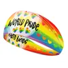 Party Favor Rainbow pannband unisex springande träning färgglada ränder hbt svett band stolthet pannband stretchy öronskydd huvud wraps q209