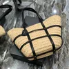 Womens fashion Rive Gauche linen basket bags 2 sizes large Beach handbag luxury tote Shoulder bag mens weave designer Cross body Organizer Stuff bag travel clutch bag