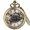 Zakhorloges Vintage Cool Scorpion Half Watch Quartz Romeinse cijfers Wijzerplaat Steampunk Mannen Vrouwen Ketting Hanger Klok Geschenken