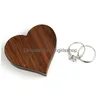 Jewelry Boxes 1Pcs Wood Rings Organizer Display Travel Case Portable Storage Heart/Square Shape Box Walnut Packaging Drop Del Dhqbf