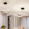 Pendant Lamps Modern LED Chandelier Lights For Salon Circle Ceiling Hanging Black Loft Living Dining Room Lighting Fixture