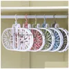 Hangers Racks 32Clip Mtifunction Round Foldable Underwear Drying Rack Baby Socks Household Pp Environmental Protection Drop Delive Dhdw3