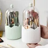 Lagringslådor Vanity Container Luxury Makeup Holder Lid Box Organizer Qtip Roting With Brush 360 ° Cosmetics