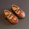 Chaussures plates tout-petits filles Floral princesse doux 2023 printemps enfants Mary Janes enfants robe pour fête mariage soleil fleurs 21-30