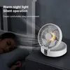 Other Home Garden Remote Control Wireless Punchfree Wall Mounted Circulation Air Cooling Fan with LED Light Folding Electric Ventilator Table 230616