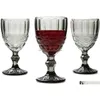 Bicchieri da vino Calici in vetro vintage Calici in rilievo con gambo colorato assortiti Bere per bevande succhi d'acqua 064524 Drop Delivery Home Gar Dhjxv