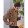 Women's Blouses Women's Womens Casual Tops Ruffle V Neck Leopard Comfort Tunic Loose Fitting Long Sleeves Shirts Top Polyester Plus