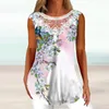 Women's T Shirts Tunic For Women Loose Shirt Fit Comfy Fashion Flowy Sleeveless Round Neck Lace Blouse