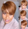 Parrucche Cosplay WIGERA Highlight sintetico Pixie Cut acconciature corte capelli biondi con frangia per le donne 230617