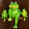 Decorative Objects Figurines 2PcsSet Cute Resin Sitting Frogs Statue Outdoor Garden Store Decorative Frog Sculpture For Home Desk Garden Decor Ornament 230616