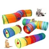 Jouets pour chat arc-en-ciel chat tunnel jouet fournitures pour animaux de compagnie Tee piste coloré pliable canal chaton furets hérisson interactif Kitty accessoires 230617