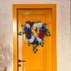 Decorative Flowers Spring Heart Flower Wreath Front Door Artificial Greenery Garland Hanging Window For Easter Festival Outdoor Home Decor