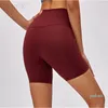 Pantalones cortos de yoga a la moda a través de cintura alta para mujer