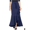 Skirts Womens Maxi Long Skirt High Waist Ruffles Festive Belted Asymmetric Mermaid Fishtail Party Wrap Drop Delivery Apparel Clothing Dhv67