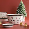 Conjuntos de louça de Natal Pratos e tigelas de cerâmica para casa Criativo Retrô Alce Bonito Para Fruta Sobremesa Bone China