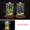 Aquariums 360 Degree Rotating Glass Betta Fish Tank Bamboo Base Mini Fish Tank Decoration Rotate Fish Bowl Aquarium Accessories 230617