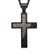 Kedjor Hip Hop Rock Men's Cross Christian Church Prayer Halsband Rostfritt stål Svart färg Bibel Amulet Halsband smycken