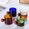 120ml Glass Mugs Coffee Cup Color Transparent Tea Cup Water Cups with Wooden Handle Heat and Cold Resistance 137QH