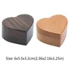 Smyckespåsar E15E Black Walnut Träförlovningsring Box Solid Wood Heart Shaped Organizer för förslag Bröllopsceremoni gåva