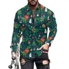 Chemises décontractées pour hommes Cardigan extérieur à la mode pour hommes Vert Éléments de Noël 3D accrocheurs Impression Revers hawaïen Séchage rapide