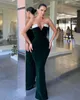 Sexy vert foncé robes de bal col en V velours fête robes de soirée gaine semi formelle longue occasion spéciale robe