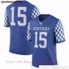 Anpassad NCAA College Kentucky Wildcats Football Jersey 15 Destin Wade 37 Isaac Dixon 5 Mike Drennen II 48 Jack Varga Jerseys Ed Men